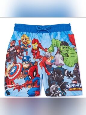Marvel Avengers Swim Trunks Boys 2T Spider-Man Hulk Iron Man Captain America EUC